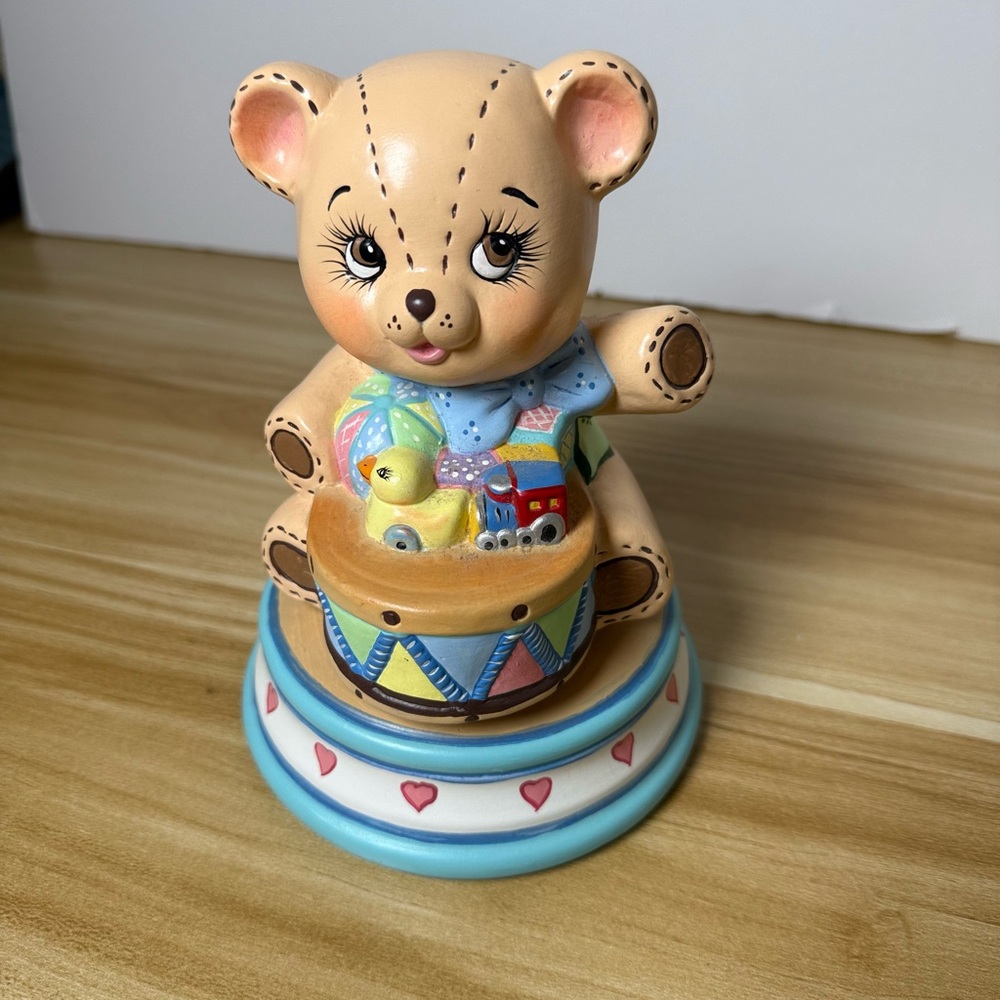 Vintage Ceramic Teddy Bear Music Box